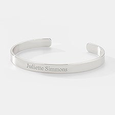 Engraved Slim Silver Plated Cuff Bracelet   - 47189