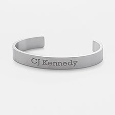 Engraved Stainless Silver Cuff Bracelet   - 47192