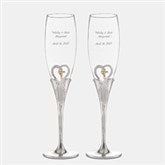 Engraved Cross & Heart Flute Set  - 47194