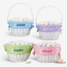 Bunny Name Embroidered White Easter Basket - 47298