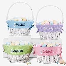 Bunny Name Embroidered White Easter Basket - 47298