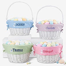 Bunny Name Embroidered White Easter Basket - 47298