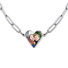 Personalized Photo Heart Chain Necklace  - 47520D