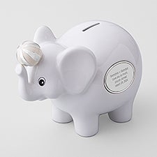 Engraved Ceramic Elephant Coin Bank   - 47554