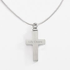 Engraved Steel Cross Urn Necklace  - 47575