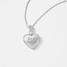 Engraved Sterling Silver Infinity Bail Heart Locket     - 47584