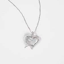 Engraved Silver Plated Brushed Heart Swing Necklace   - 47598