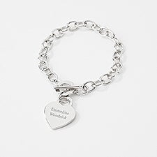 Engraved Sterling Silver Heart Toggle Bracelet     - 47625