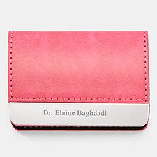 Engraved Pink Vegan Leather Card Case      - 47714