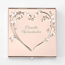 Engraved Rose Gold Heart & Vines Compact   - 47716