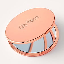 Engraved Round Rose Gold Compact     - 47718