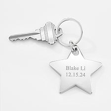 Engraved Silver Star Keychain    - 47719