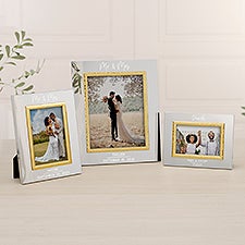 Modern Wedding Personalized Silver & Gold Hammered Frame - 47826