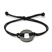  Engraved Men's Black Stainless Steel Circle Bracelet - 48030D
