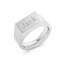 Men's Engraved Brushed Rectangle Signet Ring - 48035D