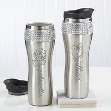 Birth Flower Name Personalized Stainless Steel Tumbler  - 48065