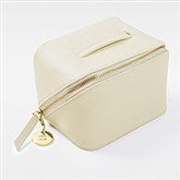 Engraved Small Cream Leather Beauty Case     - 48215