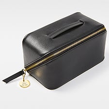 Engraved Large Black Leather Beauty Case    - 48216