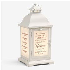 Wedding Memorial Personalized White Metal LED Lantern - 48446