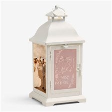Elegant Couple Personalized White Metal LED Lantern - 48453