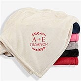 Wedding Initials Embroidered Fleece Throw Blanket - 48465