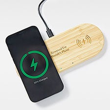 Engraved 2 in 1 Bamboo Charging Pad     - 48469