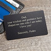 Engraved Message Black Metal Wallet Card  - 48519