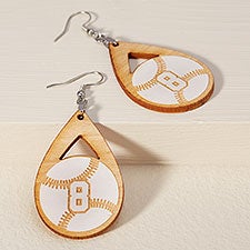 Baseball Personalized Wood Dangle Earring - 48637