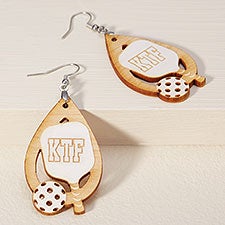 Pickleball Personalized Wood Dangle Earring - 48640