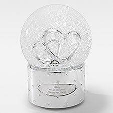 Engraved "Two Hearts As One" Light Up Snow Globe  - 48844