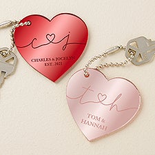 Drawn Together By Love Personalized Heart Keychain  - 48853