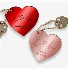 Drawn Together By Love Personalized Heart Keychain  - 48853