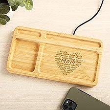 Grateful Heart Engraved Bamboo Charging Valet Tray  - 49166