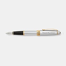 Engraved Cross Bailey Medalist Chrome & 23K Gold Fountain Pen - 49297