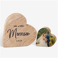 Classic Elegance Personalized Wood Heart Wedding Keepsake Gift - 49441