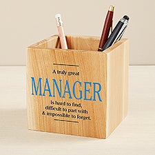 The Boss Personalized Wood Pencil Holder  - 49470