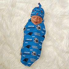 NFL Carolina Panthers Personalized Baby Hat & Receiving Blanket Set  - 49488