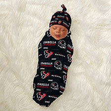 NFL Houston Texans Personalized Baby Hat & Receiving Blanket Set  - 49491
