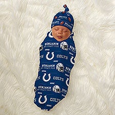 NFL Indianapolis Colts Personalized Baby Hat & Receiving Blanket Set - 49492