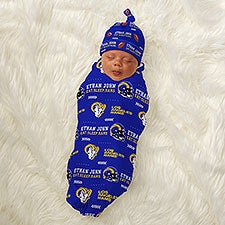 NFL Los Angeles Rams Personalized Baby Hat & Receiving Blanket Set  - 49499
