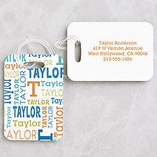 Trendy Repeating Name Personalized Luggage Tag Set  - 49592