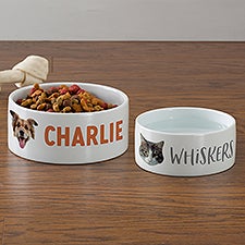 Pet Photo Face Cutout Personalized Pet Bowls - 50302