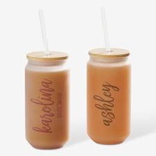 Scripty Style Bridesmaid Personalized Frosted Iced Coffee Tumbler - 50348