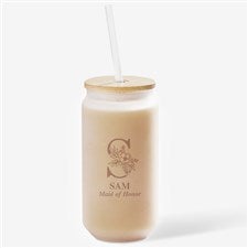 Floral Bridesmaid Personalized Frosted Iced Coffee Tumbler - 50351
