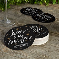 Cheers to the New Year Personalized Paper Coasters - 50482