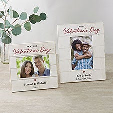 Our First Valentine's Day Personalized Shiplap Picture Frames - 50567