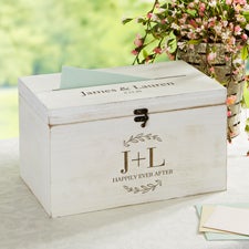 Their Initials Engraved Wedding Wooden Keepsake Card Box - 50837