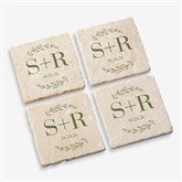 Their Initials Personalized Wedding Tumbled Stone Coaster Set  - 50846