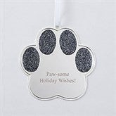 Engraved Silver Sparkling Pet Paw Ornament      - 51315