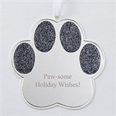 Engraved Silver Sparkling Pet Paw Ornament      - 51315